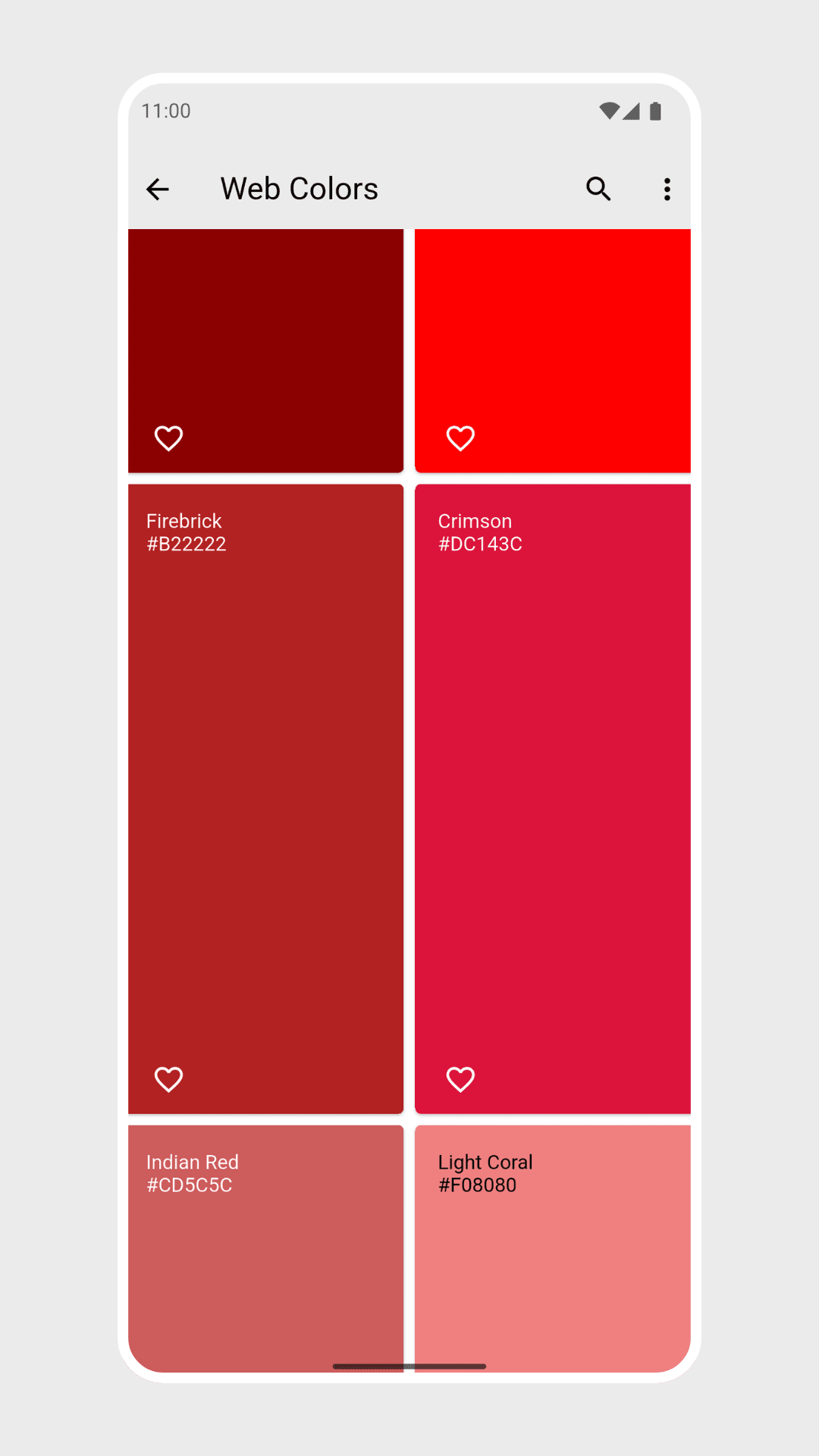 RGB Color Wallpaper Pro Android Screenshot: Famous color lists and thesauruses